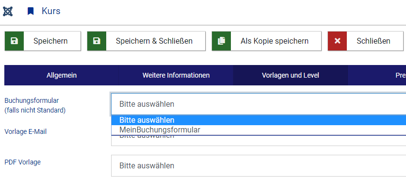 Buchungsform-Layout